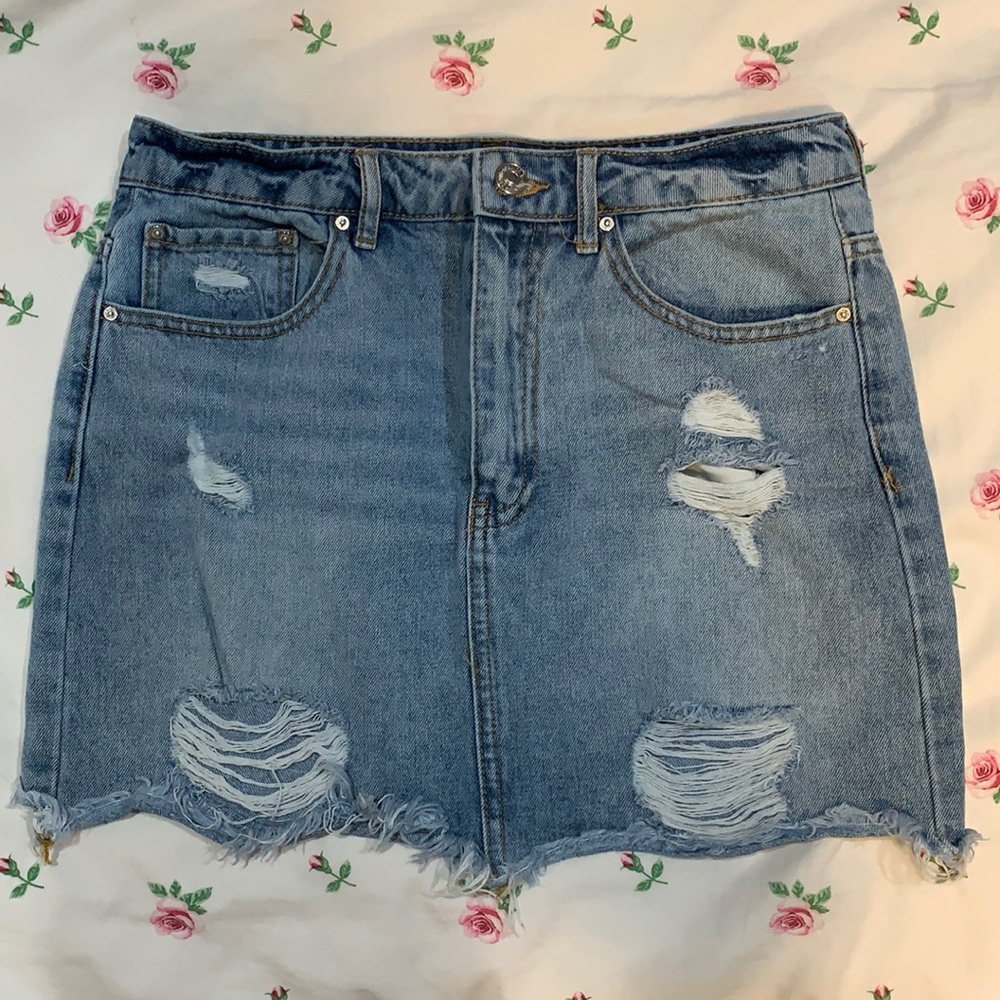Jean distress skirt